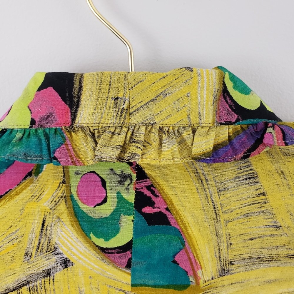 Vintage 90s Fun Artistic Yellow Blazer M - Picture 7 of 8